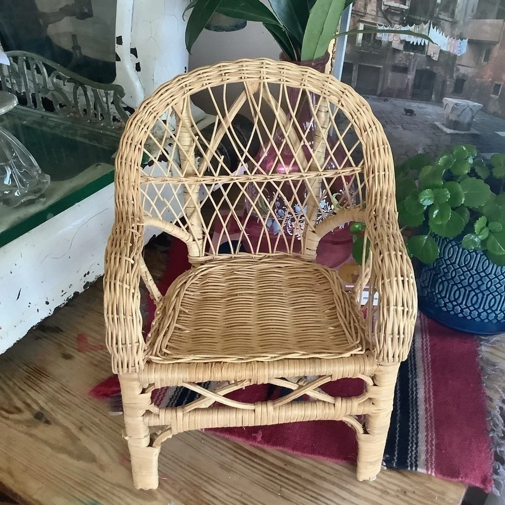 Vintage Boho Wicker Chair Planter